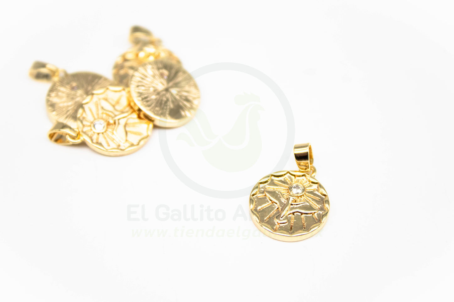 #461 Chapa de Oro - Dije Espíritu Santo C/ Cristal (NUEVO) (PIEZA)