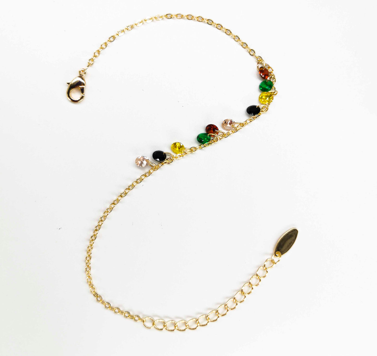 Pulsera Cadena Con Cristal Bolita | Varios Colores