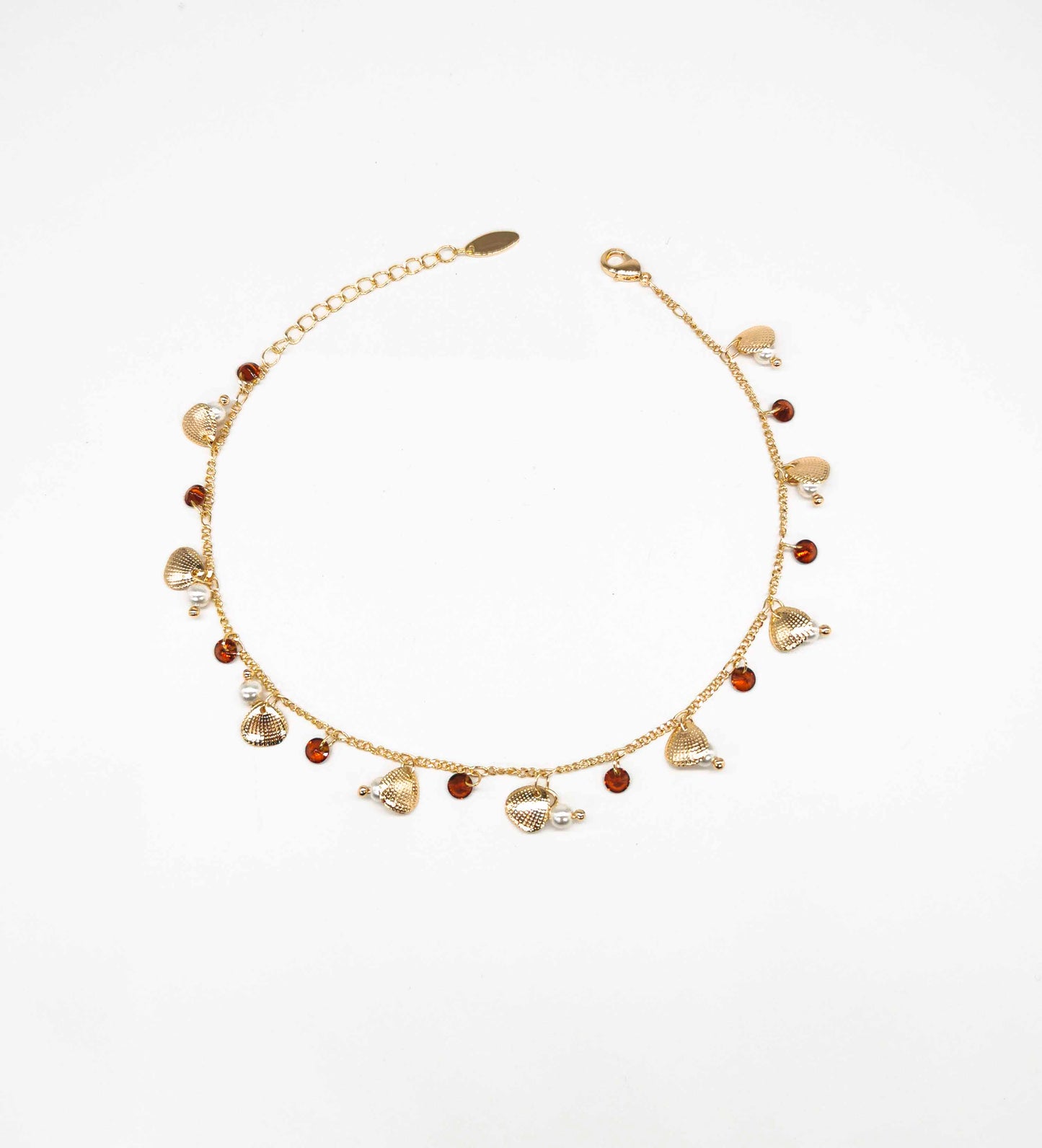 Tobillera Cadena Con Dije Conchita Y Cristal | Varios Colores