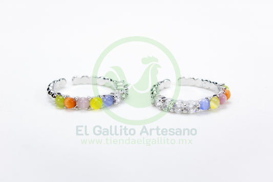 Anillo Acero MD7 | Gota Color + Crist. Ajust.