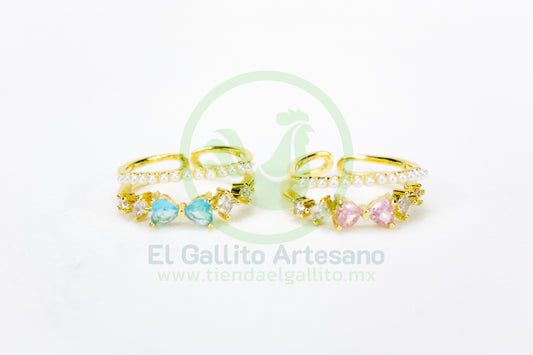 Anillo Acero MD8 | Moño + Perlitas