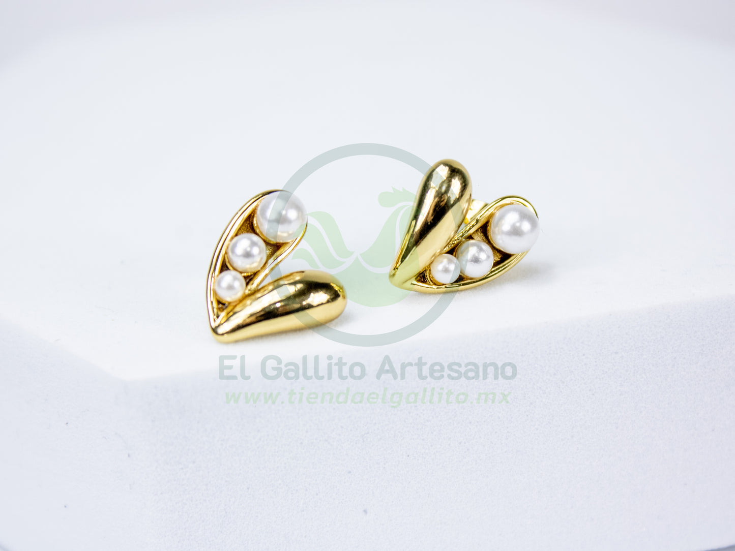 Arete 24-4 MD13 | Corazón Gotas Perlas