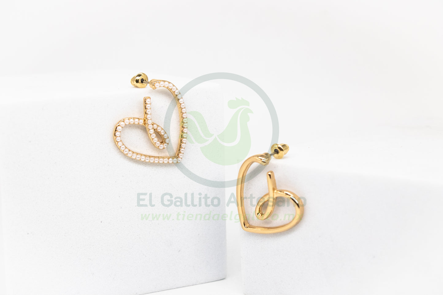 Arete Gold MD09 | Corazón Perlas