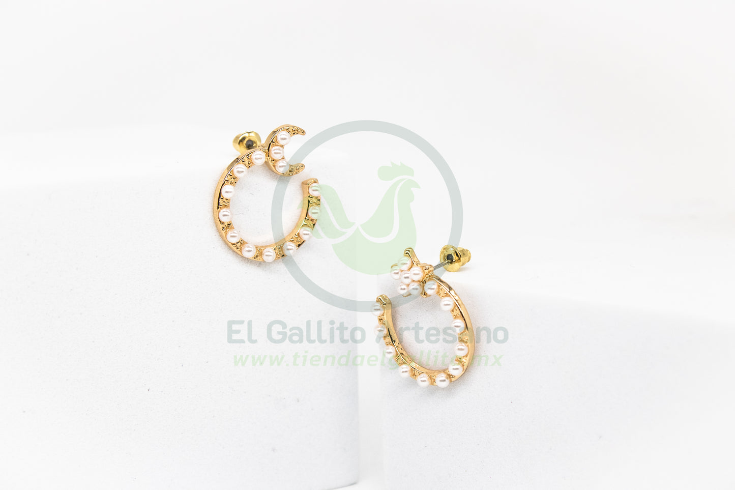 Arete Gold MD11 | Círculo Luna Perlas
