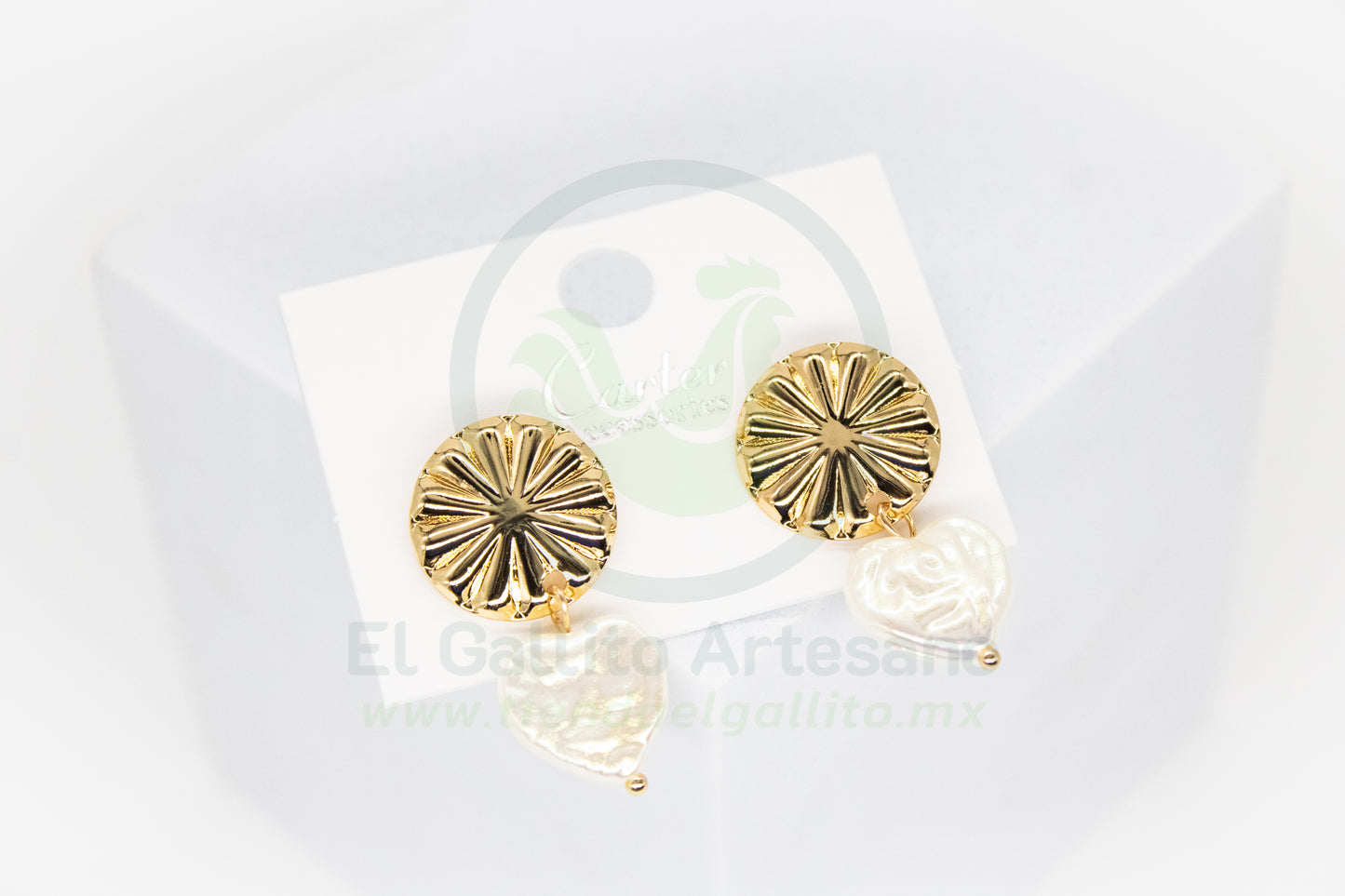 Arete Gold MD27 | Corazón Perla Cultivada