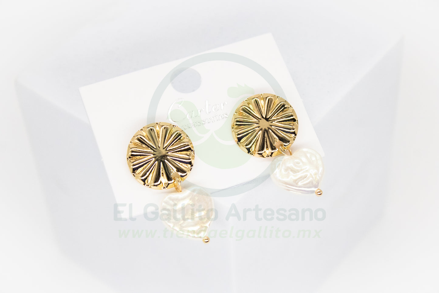 Arete Gold MD27 | Corazón Perla Cultivada