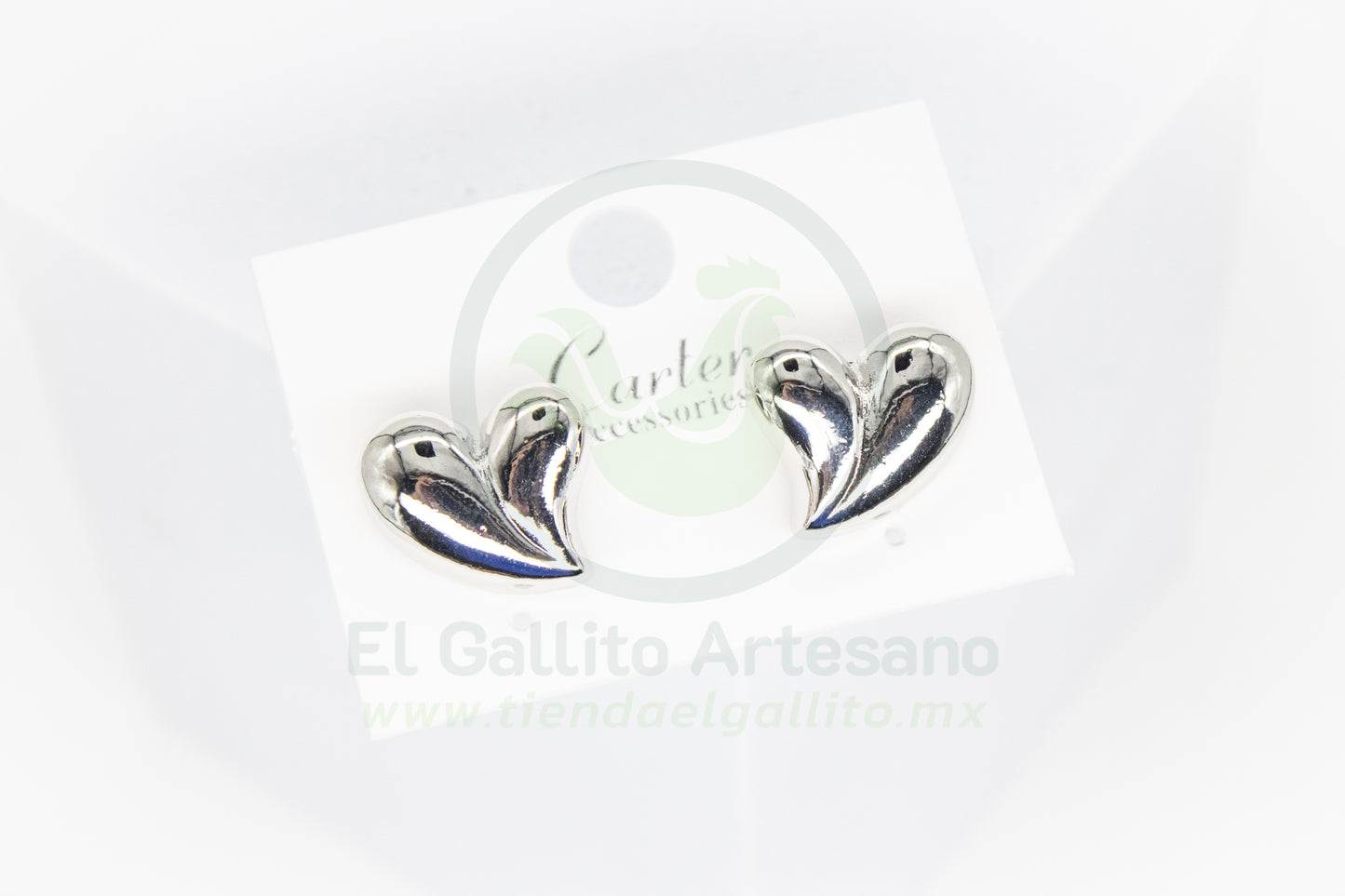 Arete Gold MD28 Silver | Corazón Abombado