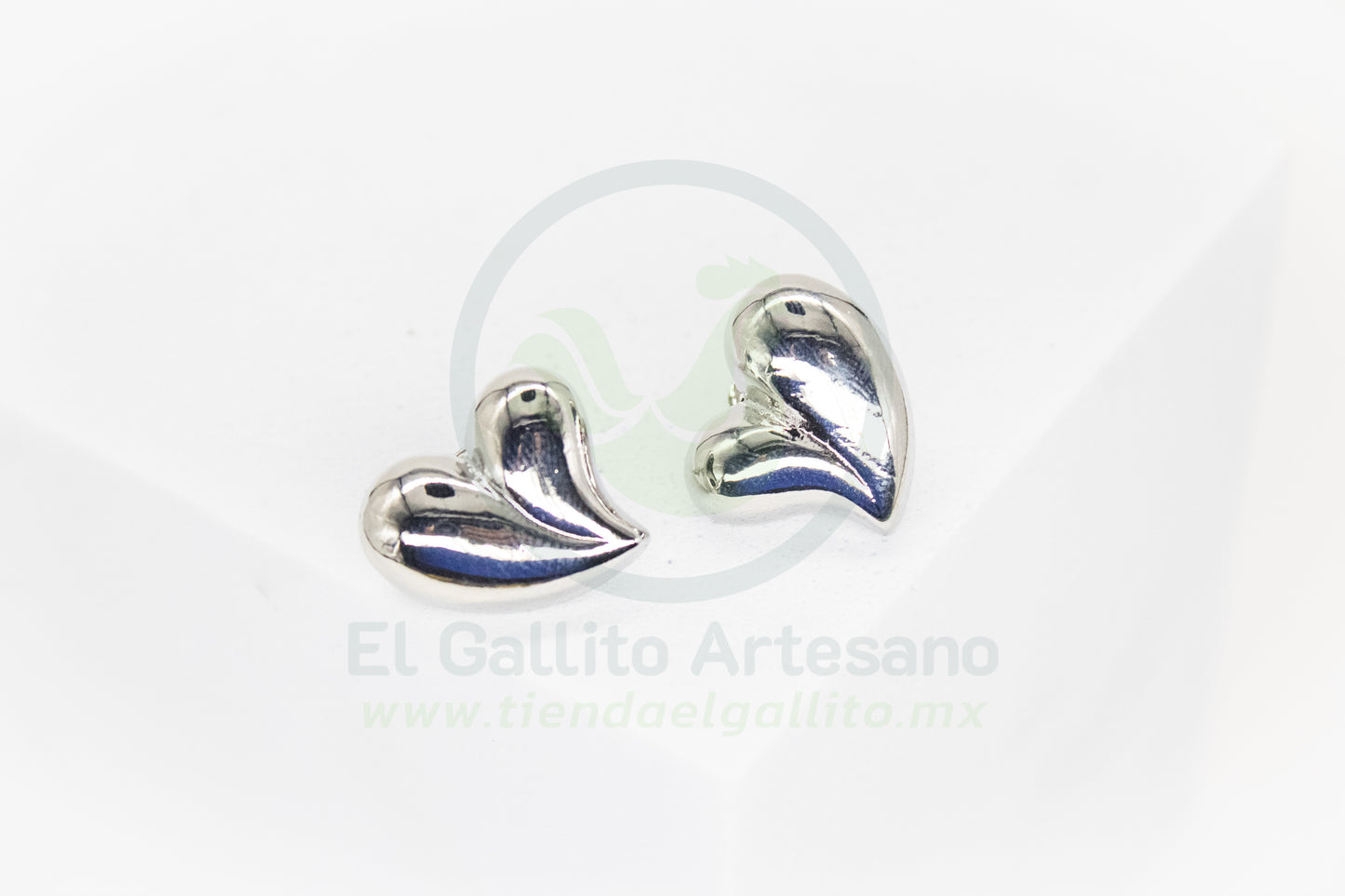 Arete Gold MD28 Silver | Corazón Abombado
