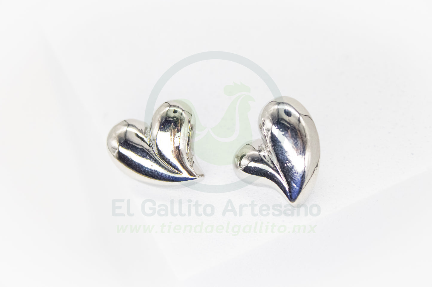 Arete Gold MD28 Silver | Corazón Abombado