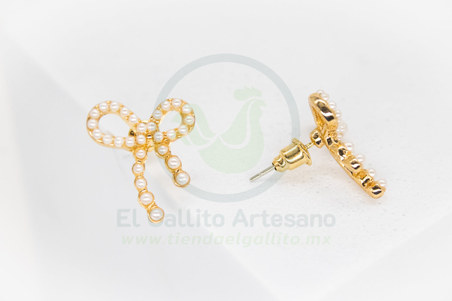 Arete Gold MD31 | Moño con Perlas