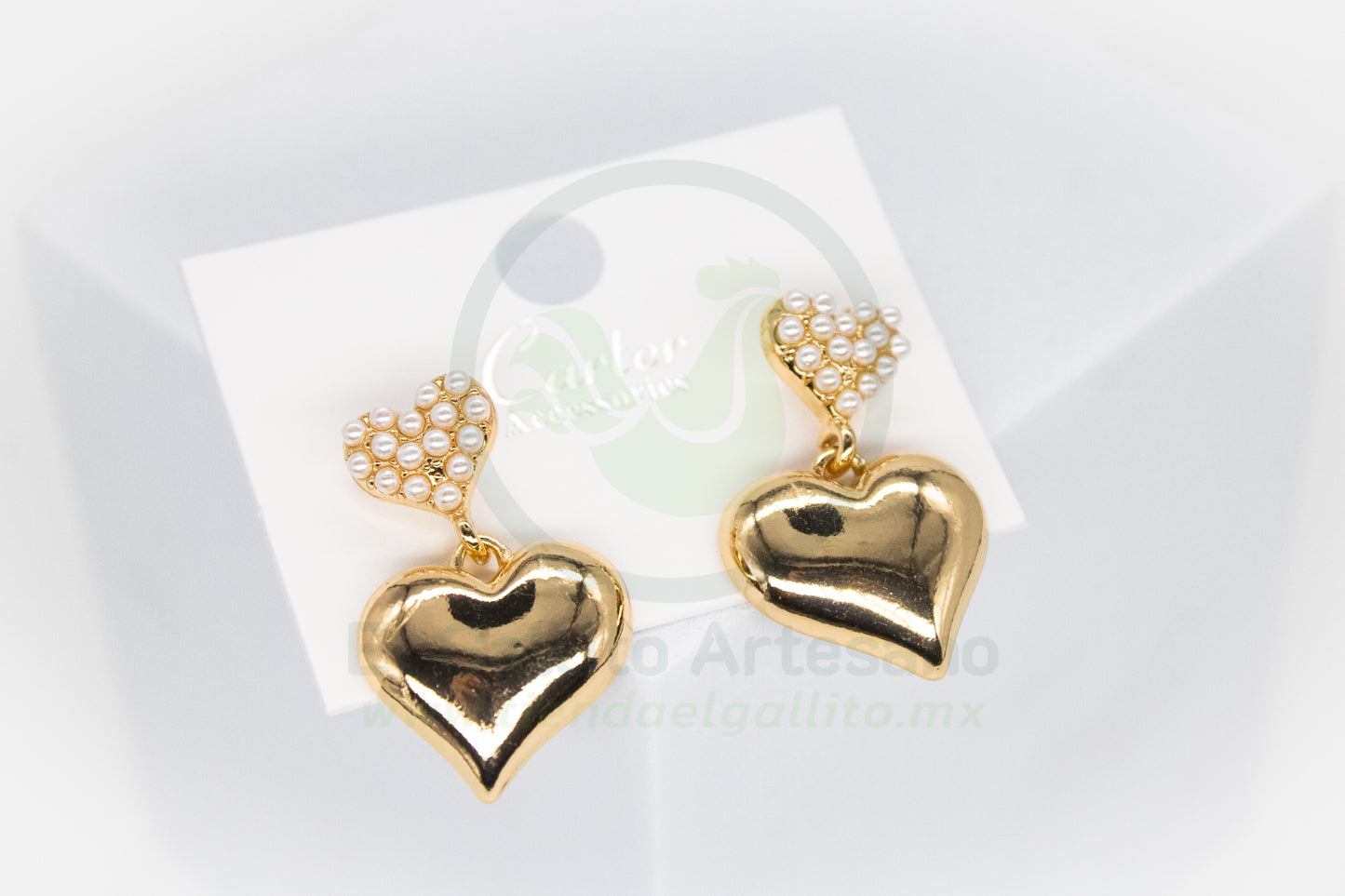 Arete Gold MD33 | Corazones Perlitas