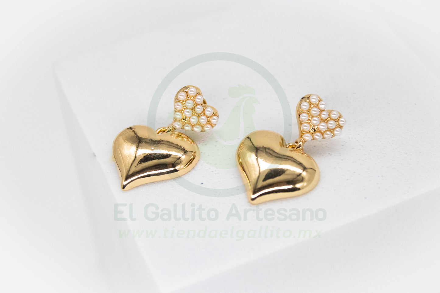 Arete Gold MD33 | Corazones Perlitas