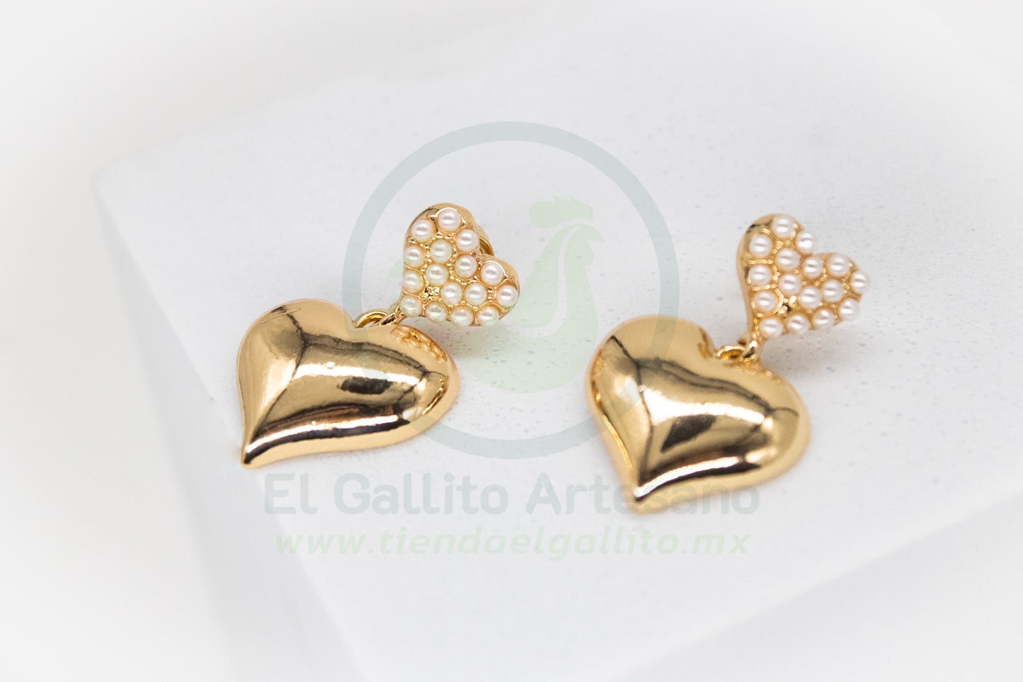 Arete Gold MD33 | Corazones Perlitas