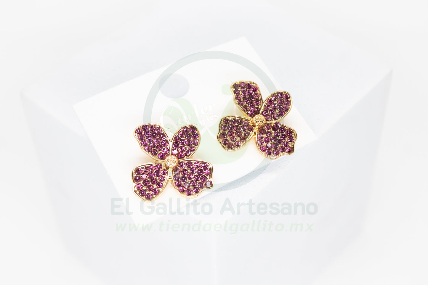 Arete Gold MD43 | Flor Rosa