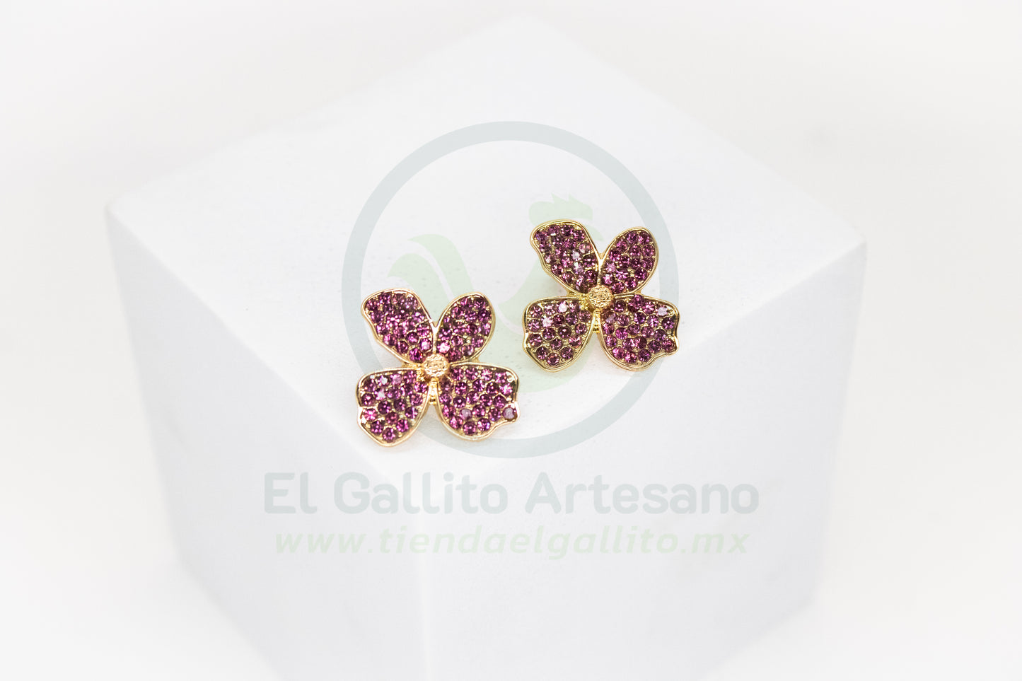Arete Gold MD43 | Flor Rosa