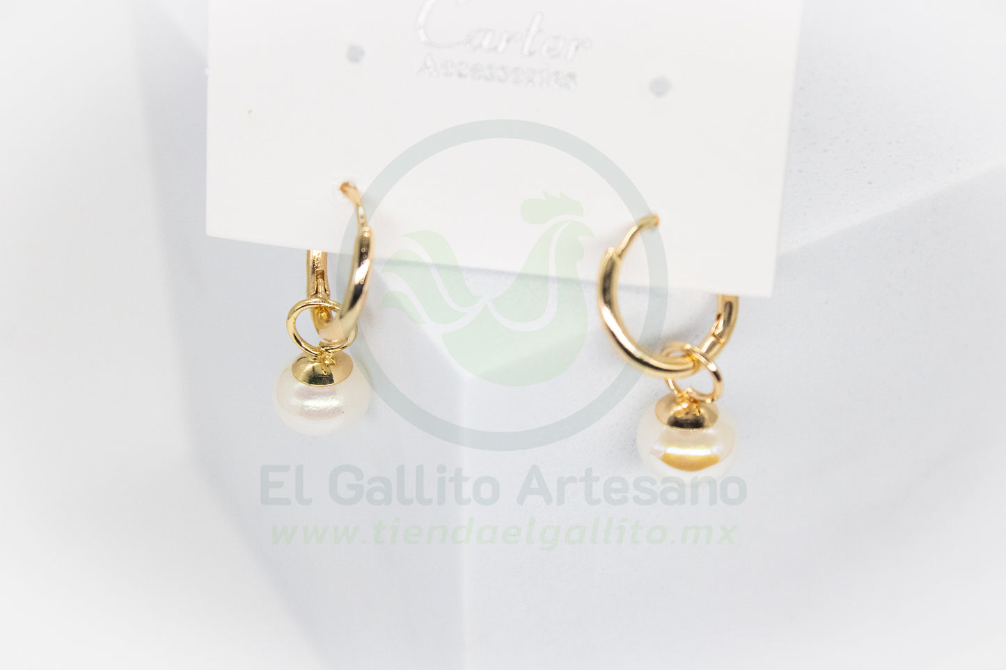 Arete Gold MD44 | Perla Colgante Huggie