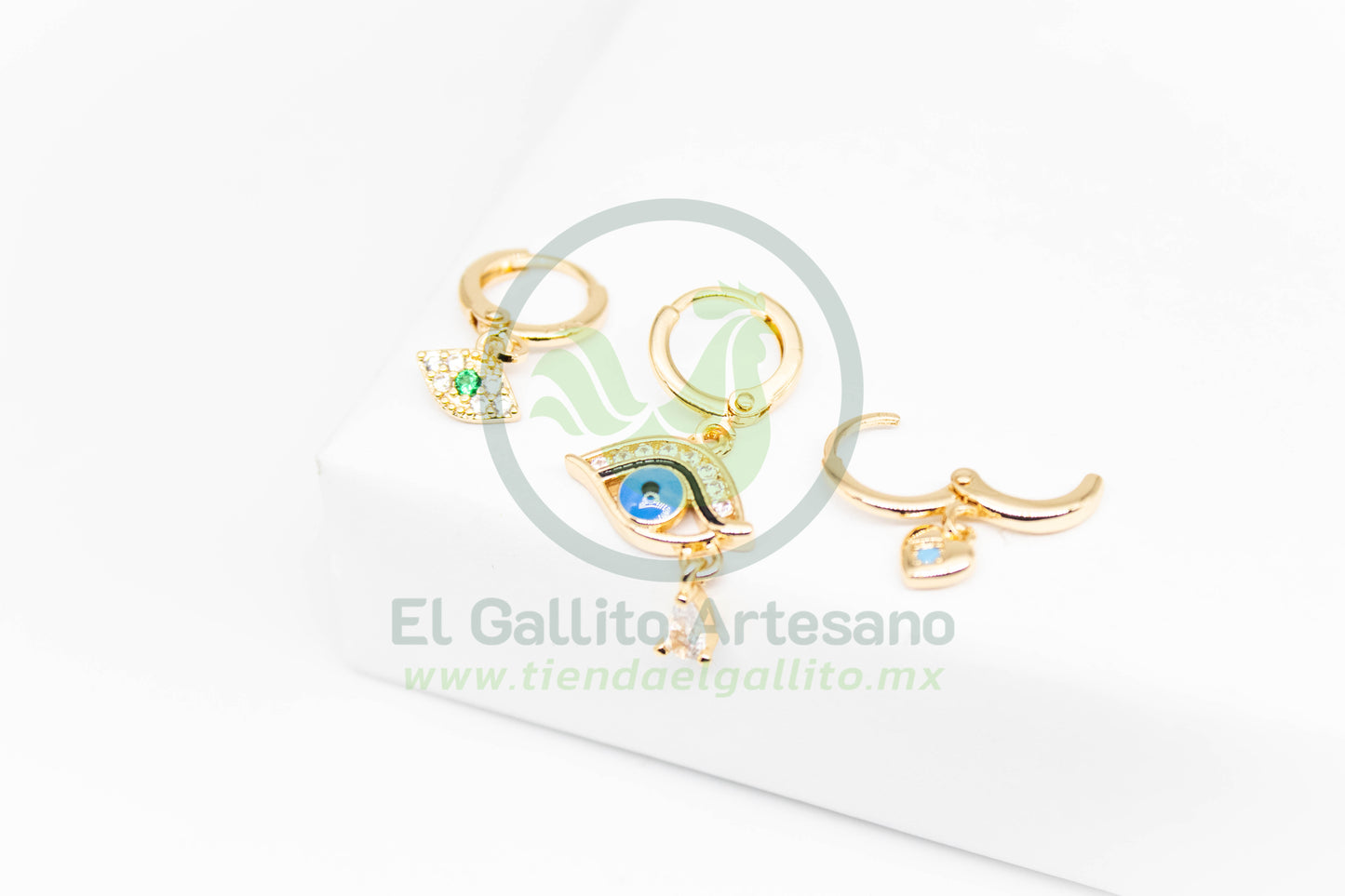 Arete VIVI 43 | Trío Huggie Corazón Gota Colg