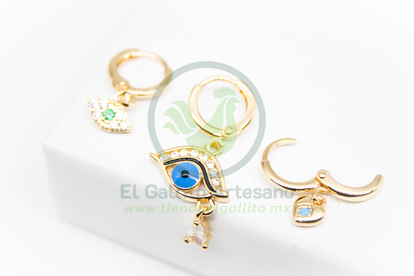 Arete VIVI 43 | Trío Huggie Corazón Gota Colg