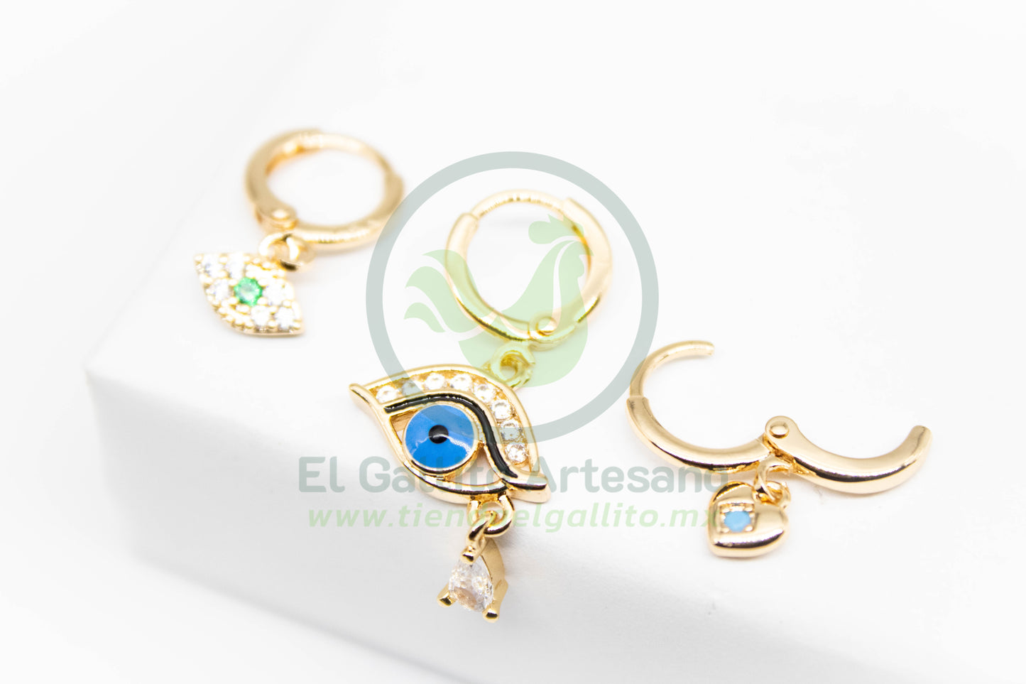 Arete VIVI 43 | Trío Huggie Corazón Gota Colg