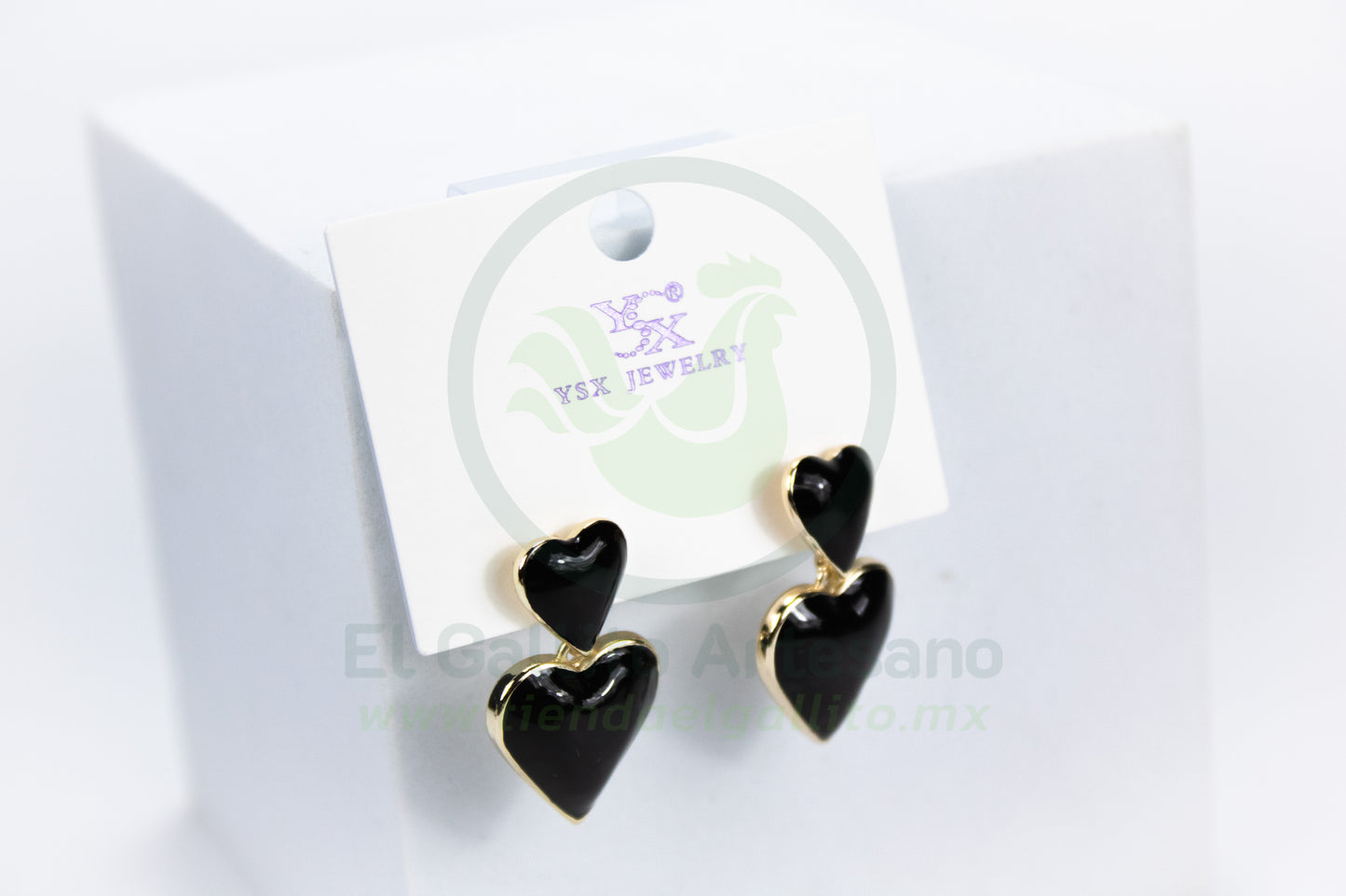 Arete Vivi Dw-11 | Corazón Doble Negro