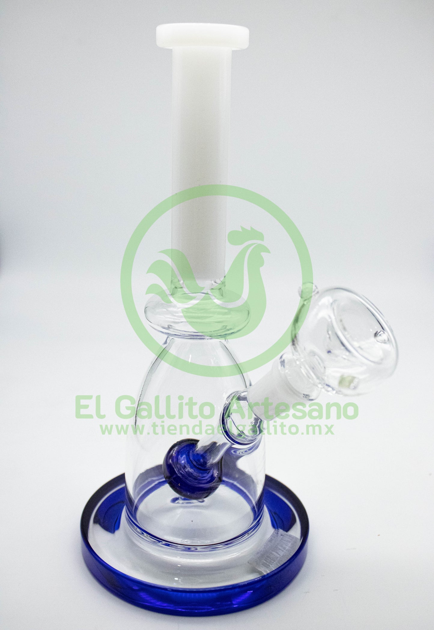 Pipa CA346 | Blanco, Cristal, Anillo Base Azul
