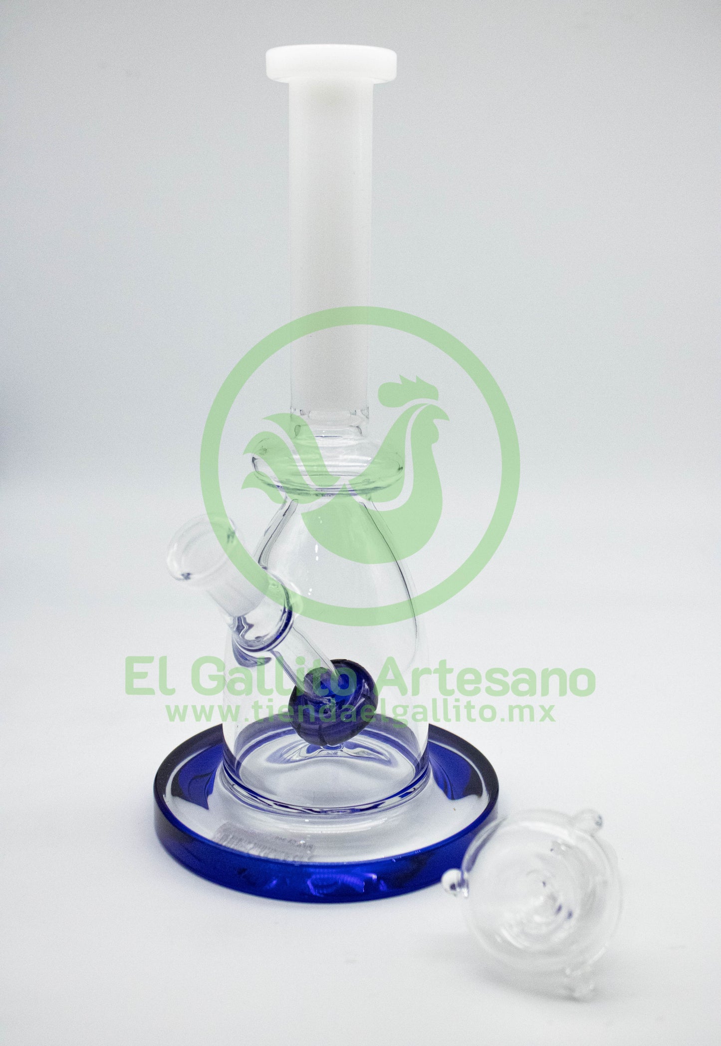 Pipa CA346 | Blanco, Cristal, Anillo Base Azul