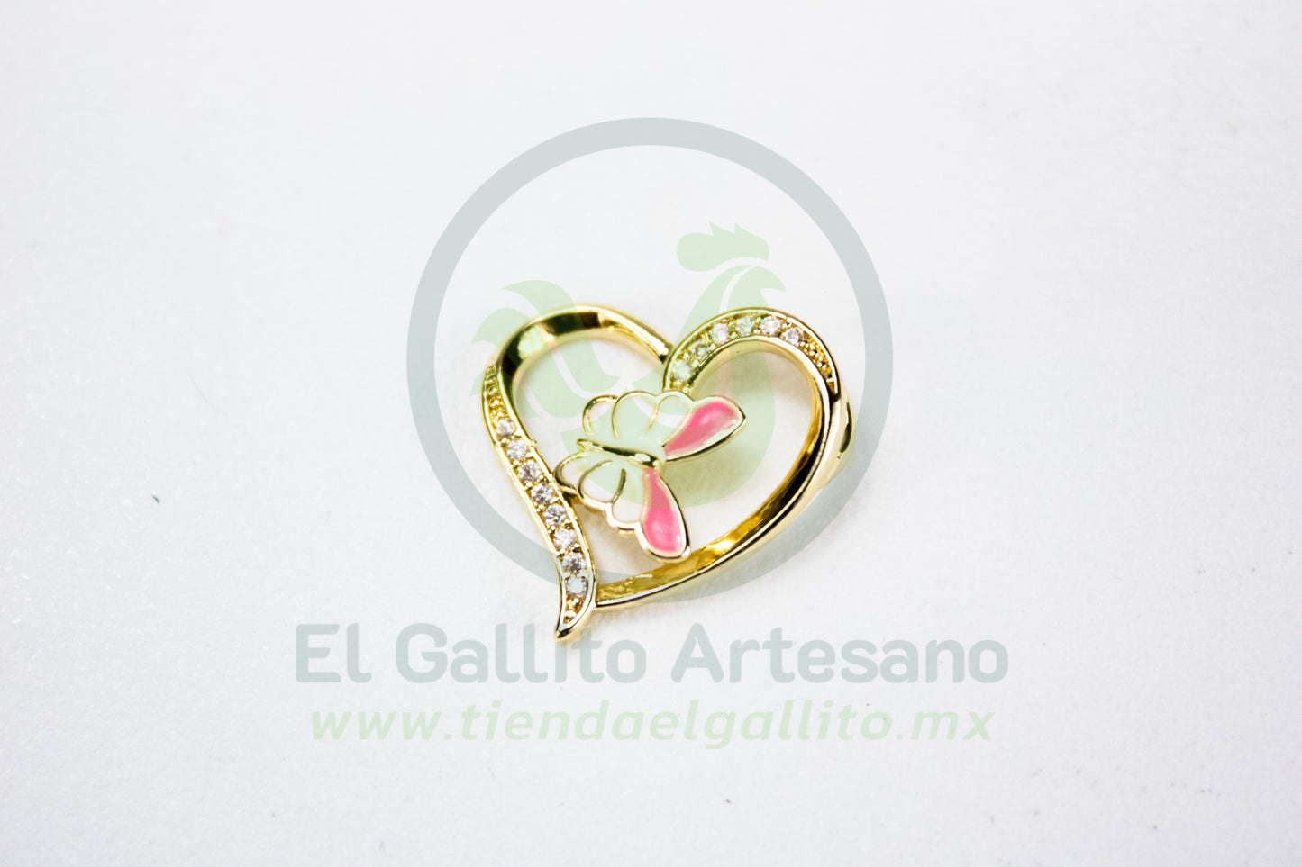 Charms #71 25-1 | Corazón Mariposa Rosa