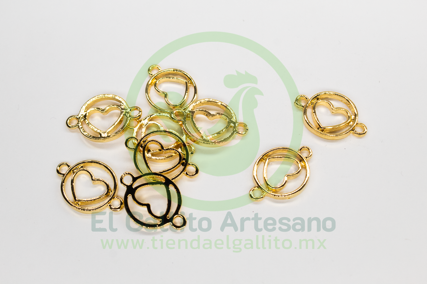 #545 Chapa de Oro - Enlazador Dije Corazón Silueta (PIEZA)