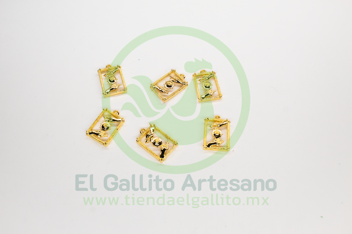#616 Chapa de Oro - Dije Tarjeta Tarot Sol Manos (PIEZA)