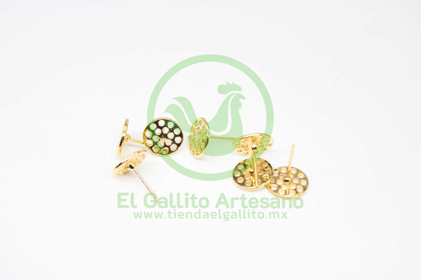 #161 Chapa de Oro - Broquel 11mm Con Orificios (PIEZA) (NUEVO)