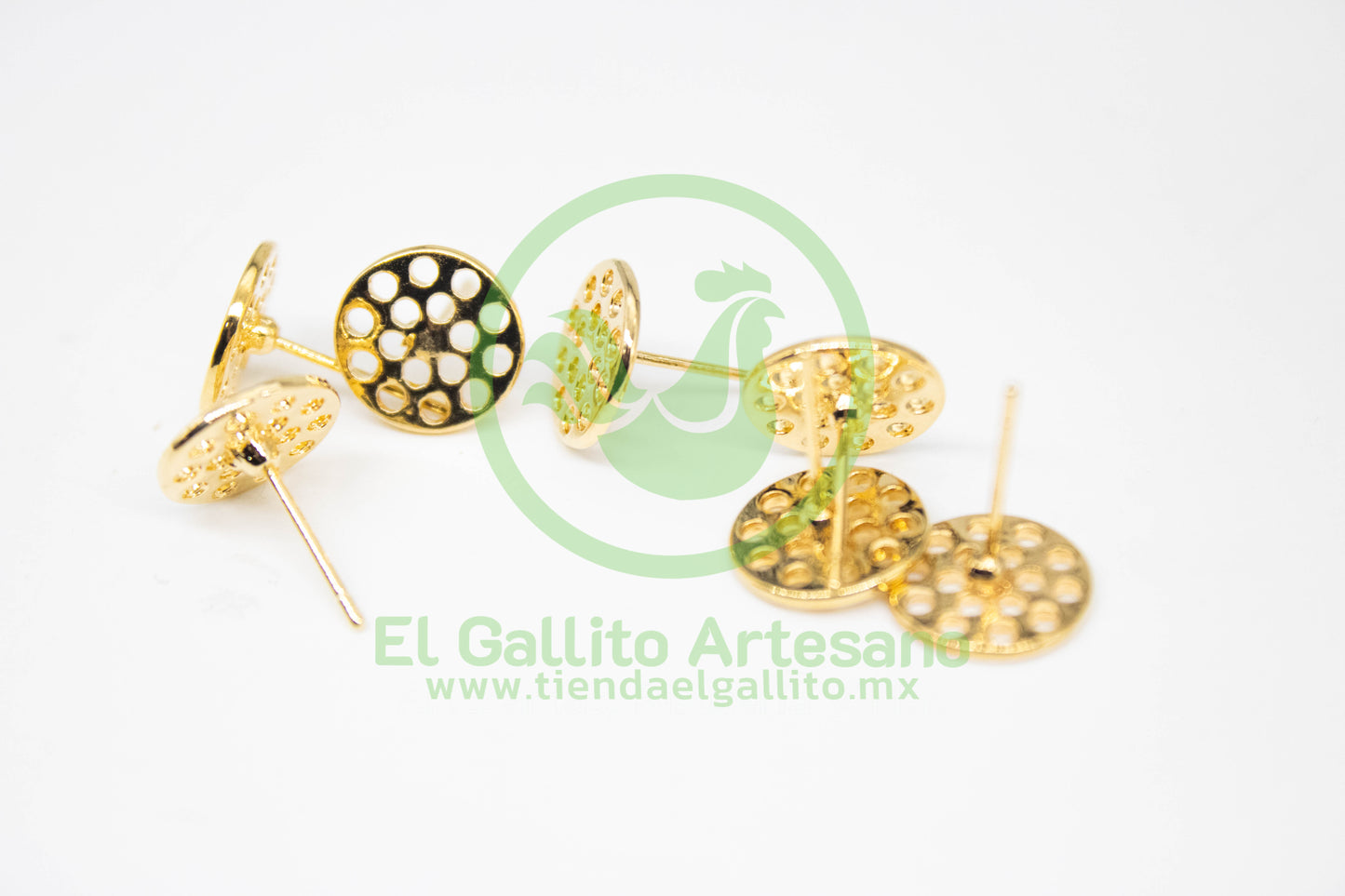 #161 Chapa de Oro - Broquel 11mm Con Orificios (PIEZA) (NUEVO)