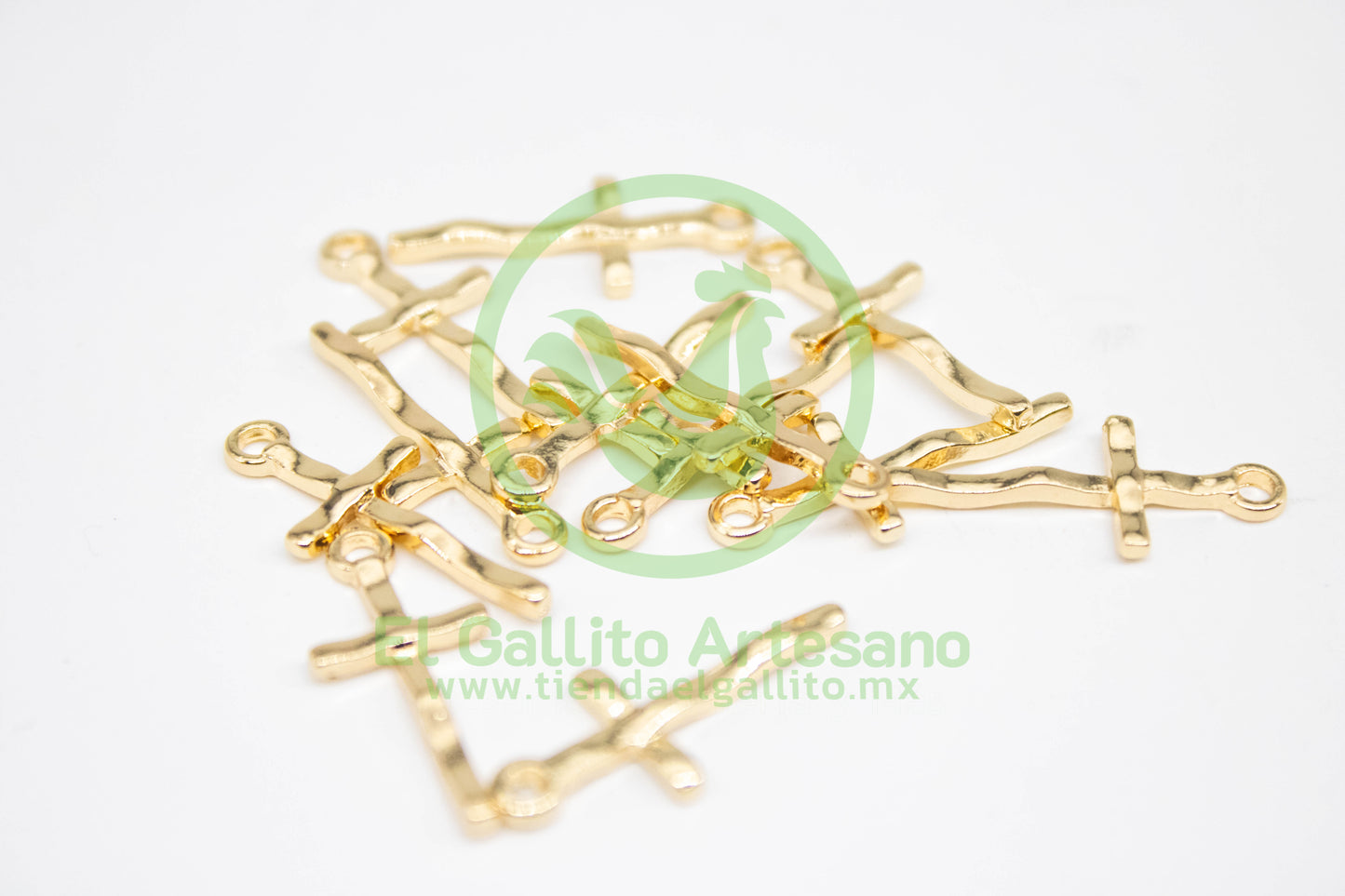 #486 Chapa de Oro - Dije De Cruz Con Ondas (PIEZA)