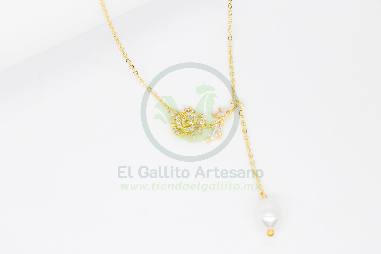 Collar Cobre MD51 | Rosa Perla Colgante