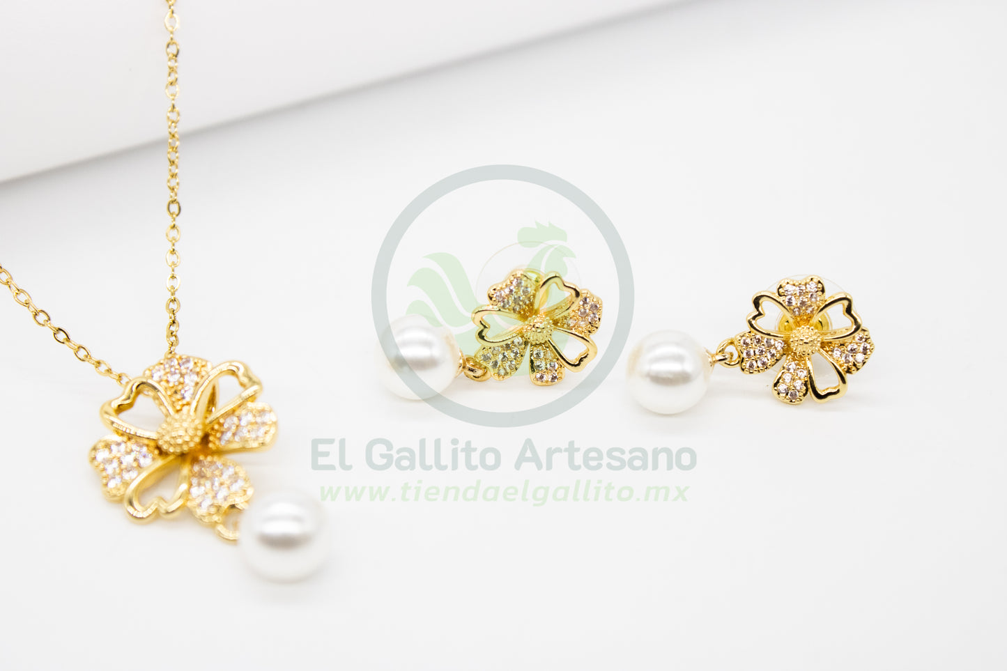 Collar Cobre MD80 | Juego Flor con Perla