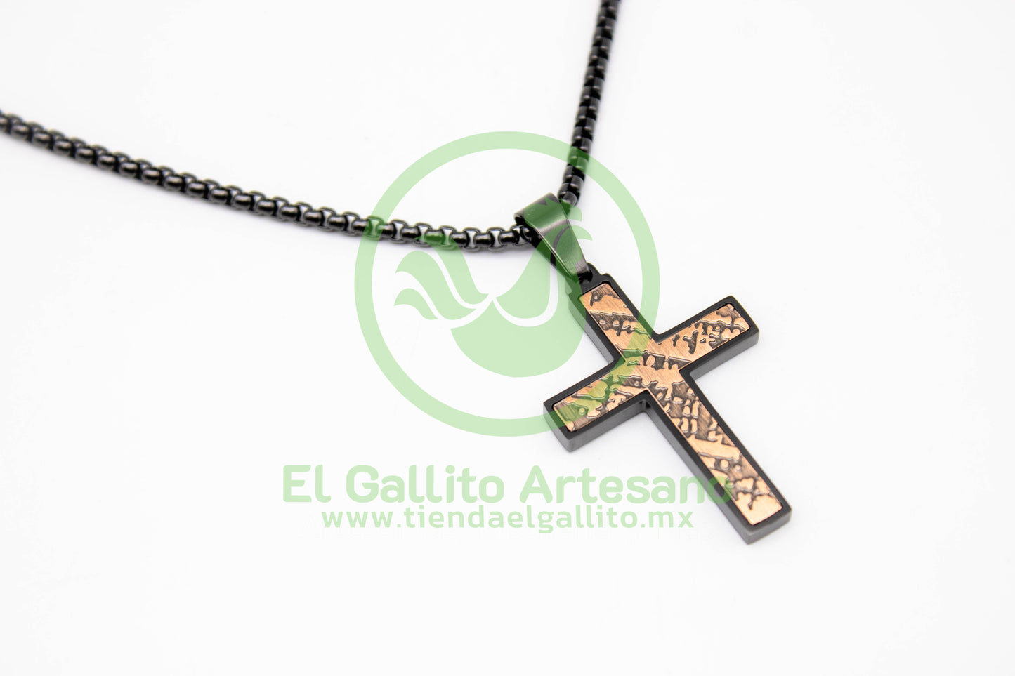 Collar Cruz MD6 | Negra Cobre Jaspeada