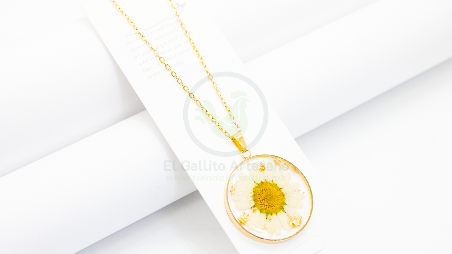 Collar Dije Resina MD09 | Margarita Blanca