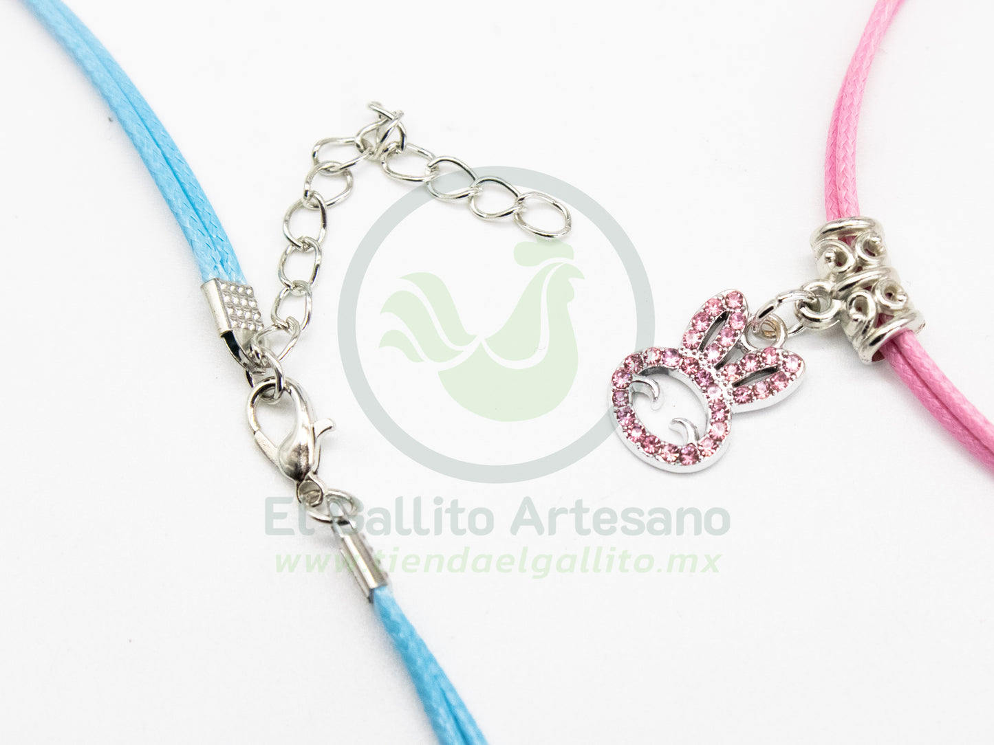 Collar Pareja MD16 | Conejos Azul y Rosa
