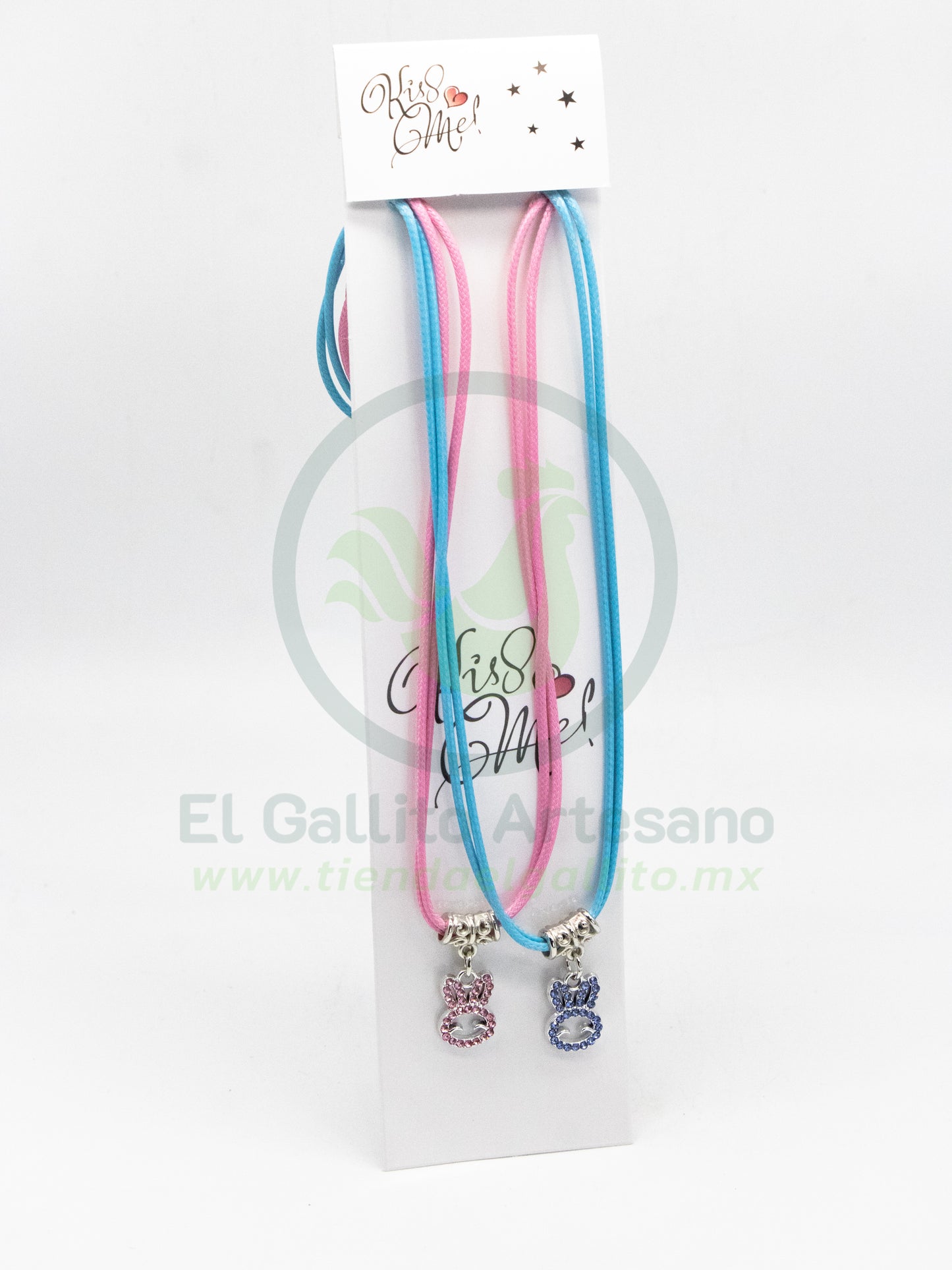 Collar Pareja MD16 | Conejos Azul y Rosa