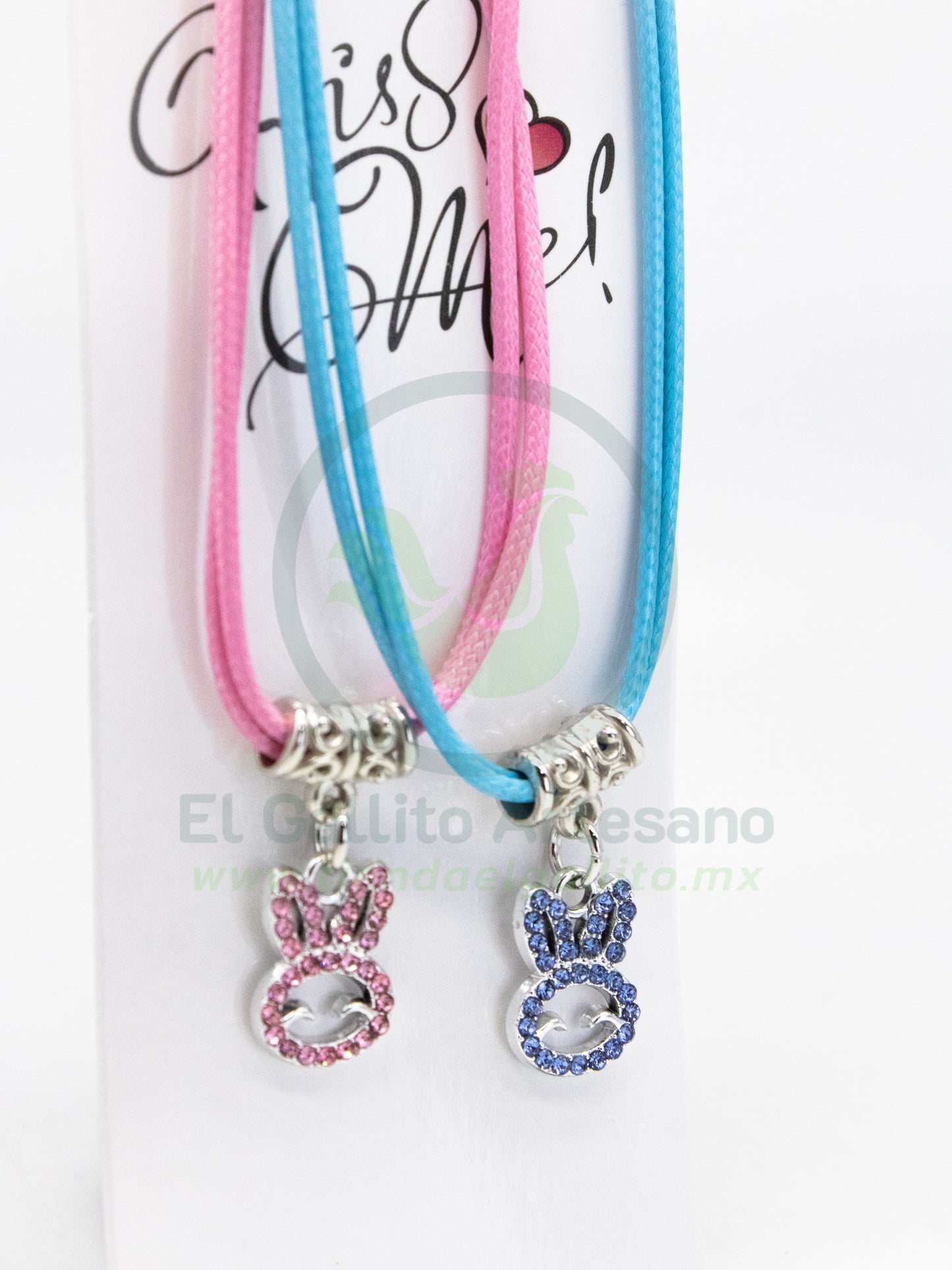 Collar Pareja MD16 | Conejos Azul y Rosa