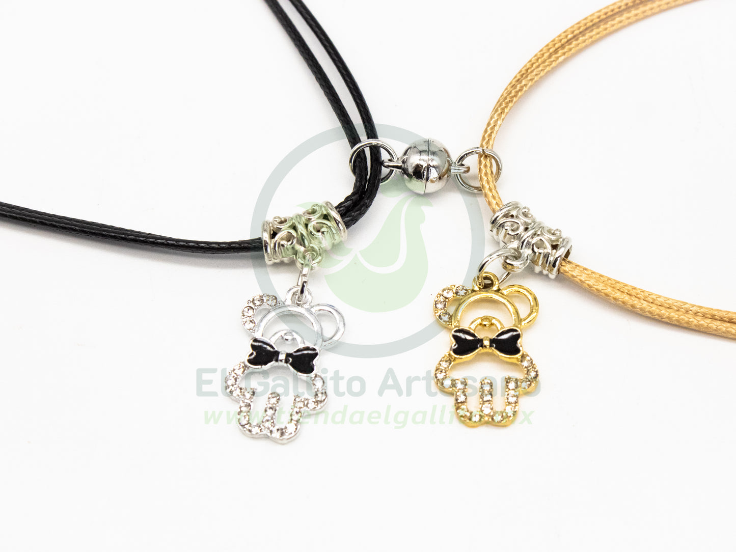 Collar Pareja MD19 | Oso Elegante Dor/Plat