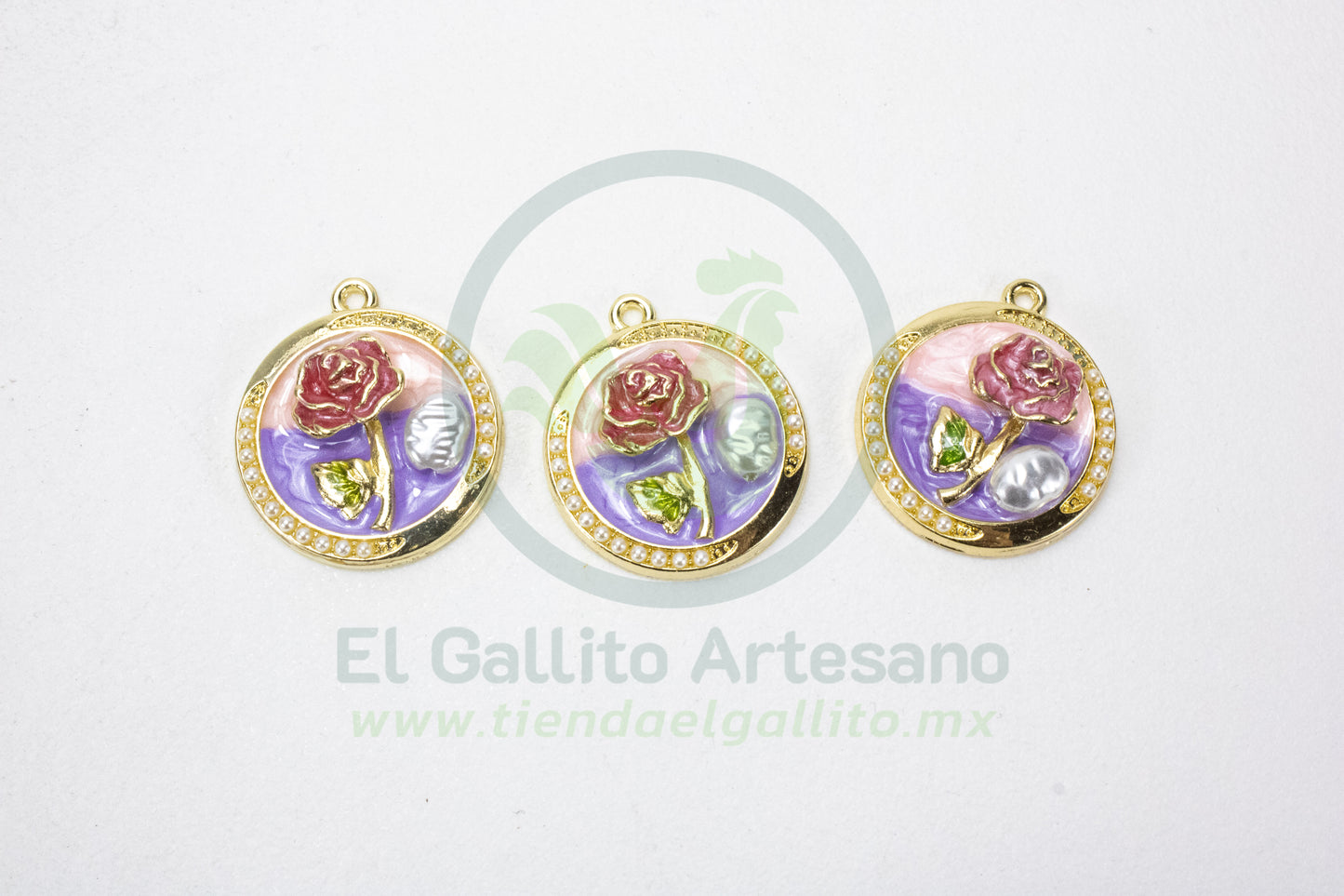 Dije #4 Esmaltado | Rosa Perla