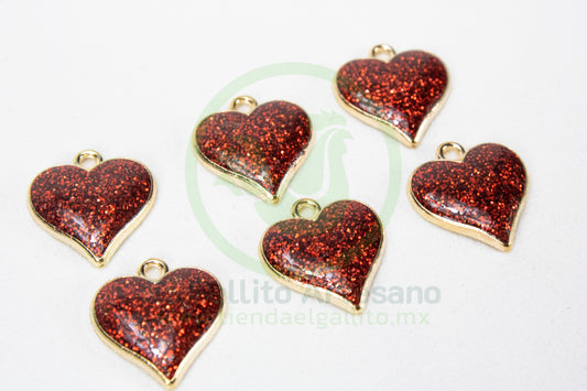 Dije #5 Esmaltado | Corazón con Brillos