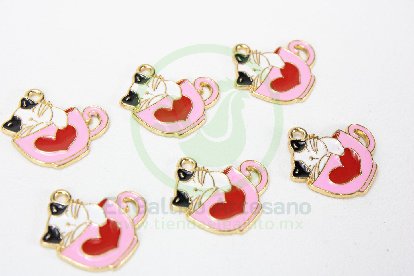 Dije #5 Esmaltado | Taza Gato Corazón Orejas N