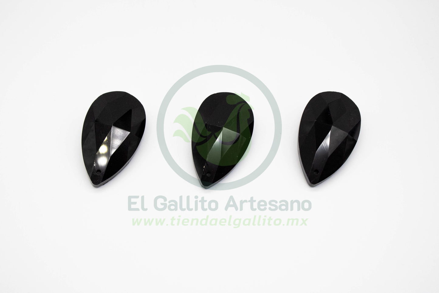 Dije Gota Facetada Negro - Varias Medidas