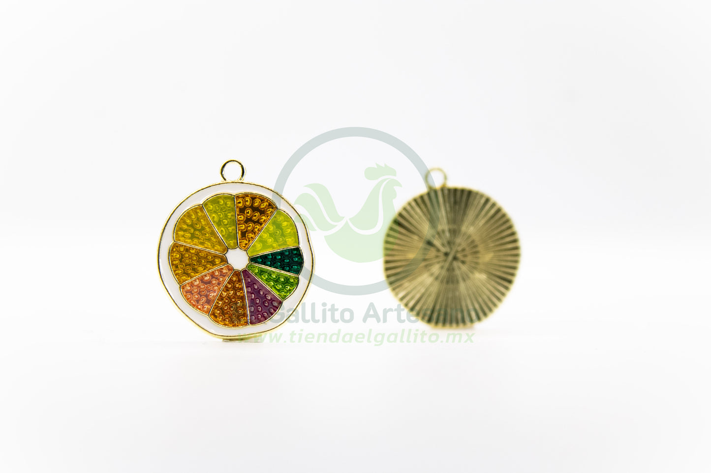 Rodaja Naranja Colores - Dije Metal