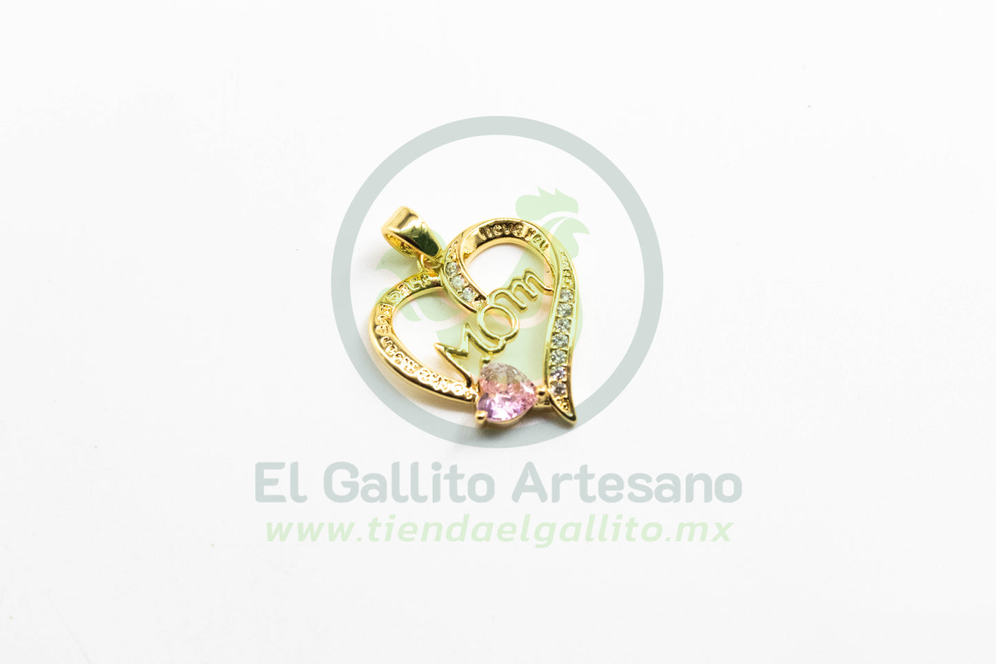 Dije Zirconia #133 | Corazón Mom Rosa