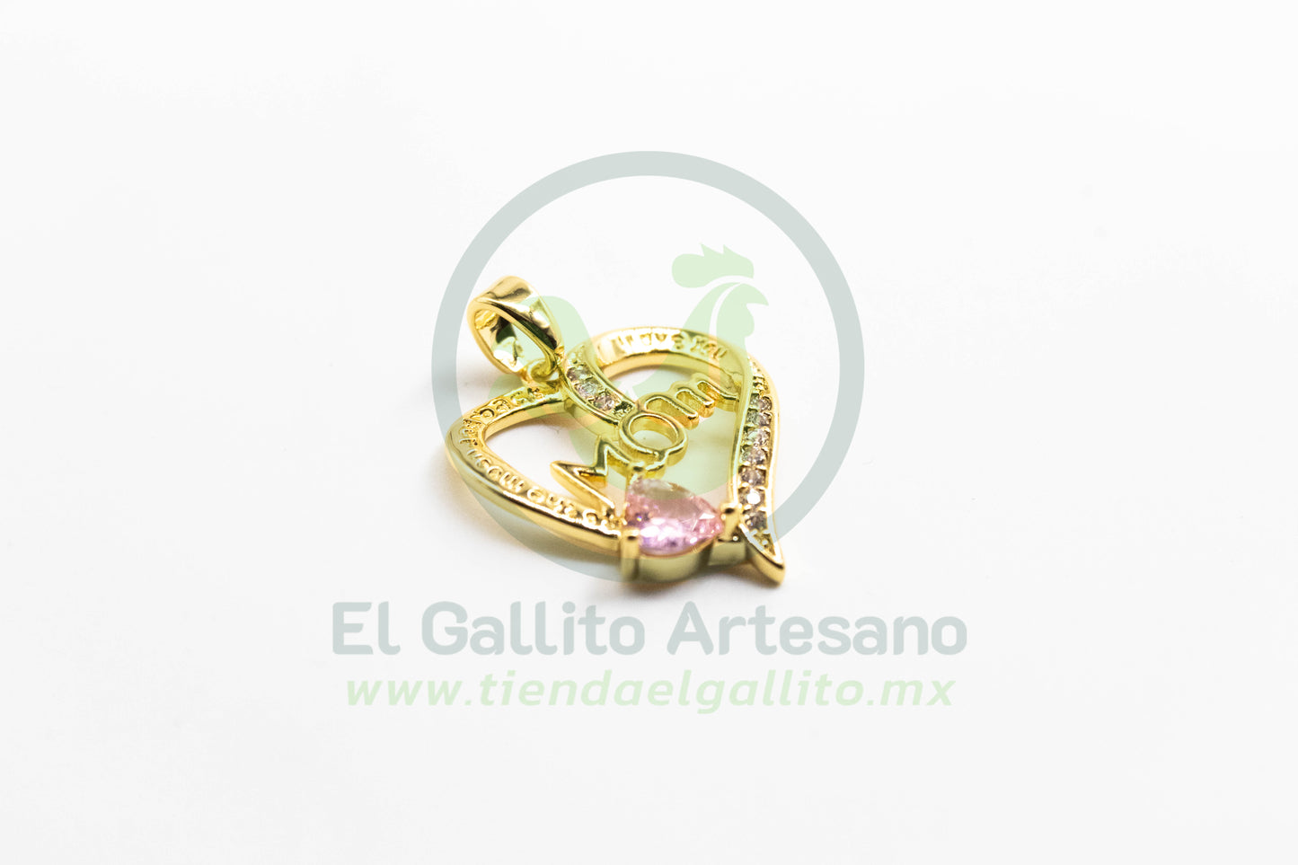 Dije Zirconia #133 | Corazón Mom Rosa
