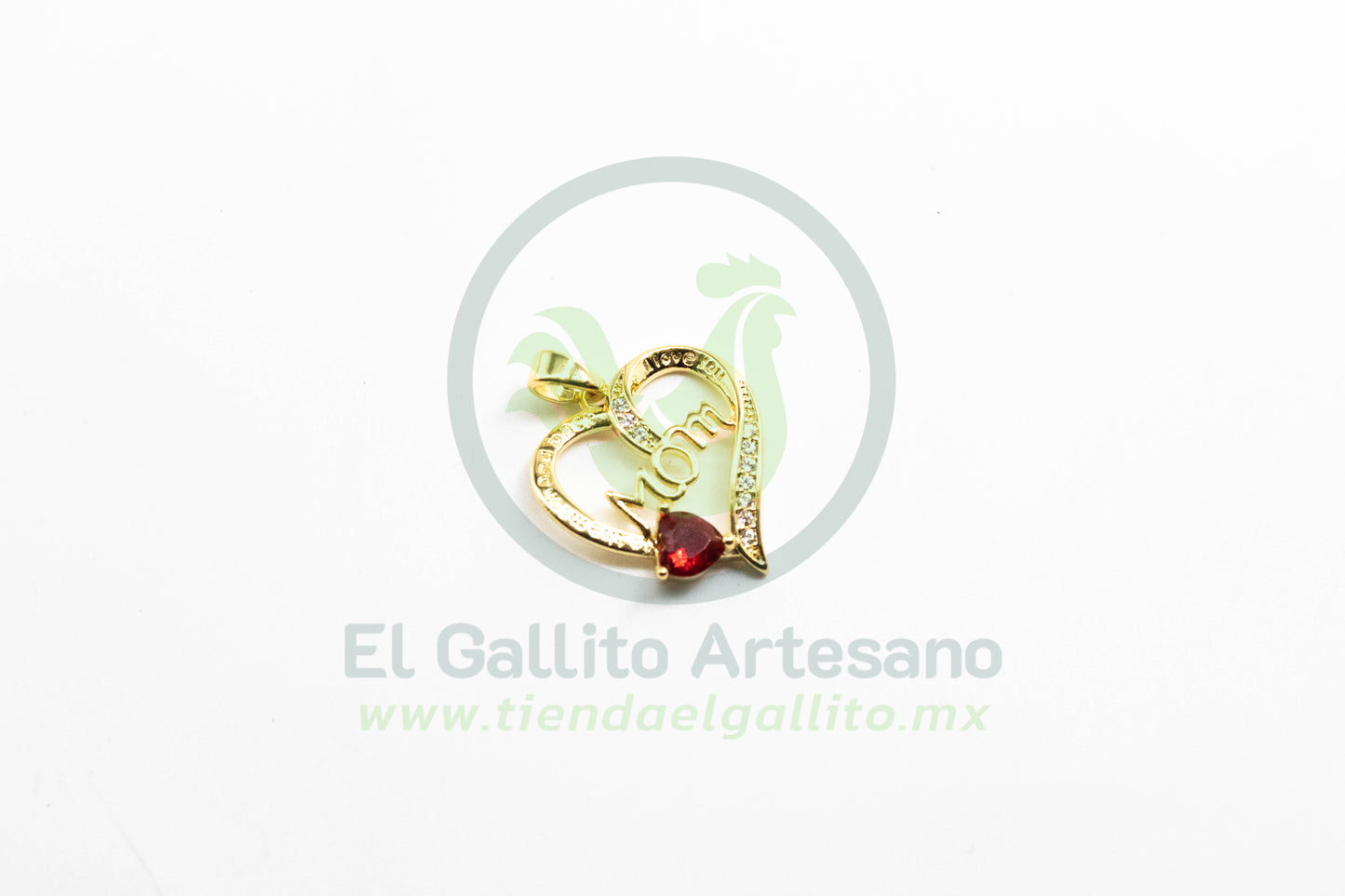 Dije Zirconia #134 | Corazón Mom Rojo