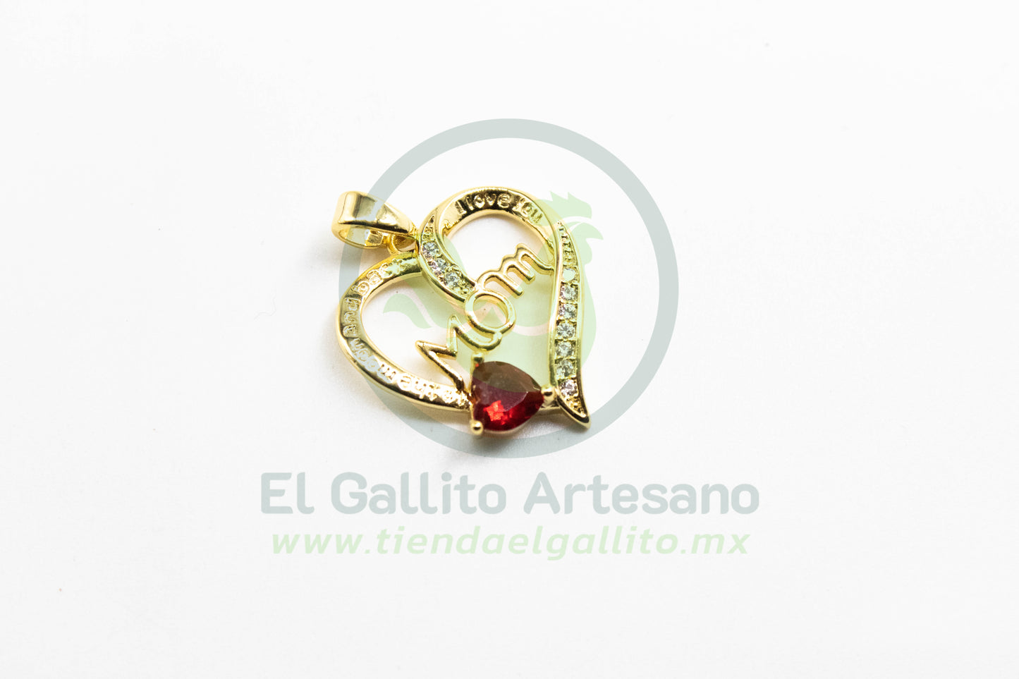 Dije Zirconia #134 | Corazón Mom Rojo