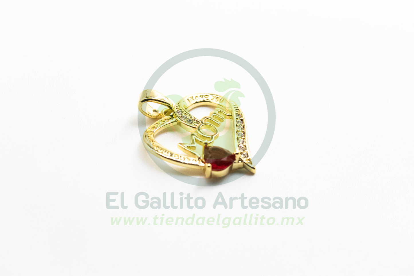 Dije Zirconia #134 | Corazón Mom Rojo